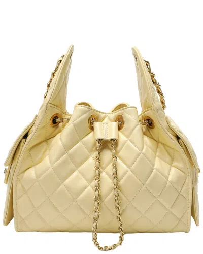 Tiffany & Fred Paris Quilted Sheepskin Leather Shoulder Bag In Brown