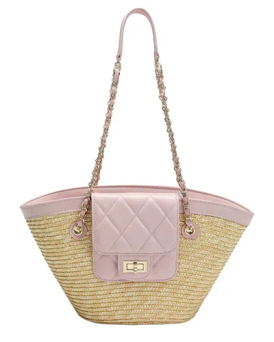 Tiffany & Fred Paris Quilted Straw Tote With Chain In Multi