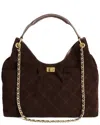 Tiffany & Fred Paris Quilted Suede Hobo Bag In Brown