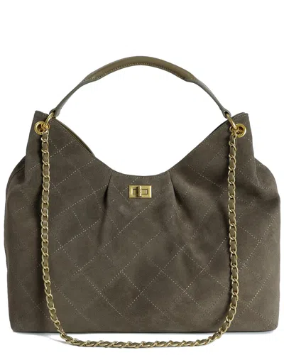 Tiffany & Fred Paris Quilted Suede Hobo Bag With C