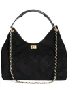 Tiffany & Fred Paris Quilted Suede Hobo Bag With C
