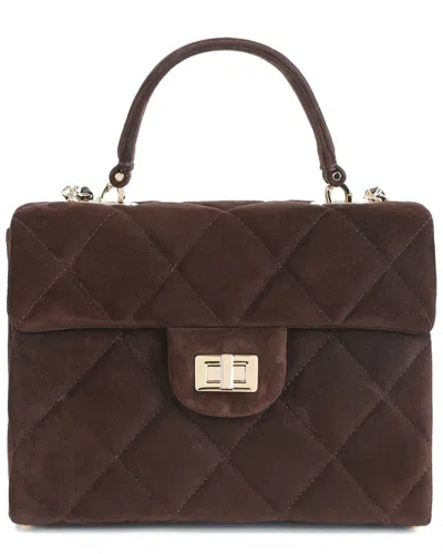 Tiffany & Fred Paris Quilted Suede Satchel In Brown
