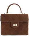 Tiffany & Fred Paris Quilted Suede Satchel In Brown