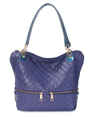 Tiffany & Fred Paris Quilted Woven Nylon & Patent Tote