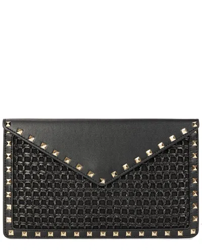 Tiffany & Fred Paris Raffia & Leather Clutch