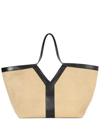 Tiffany & Fred Paris Raffia & Leather Large Tote