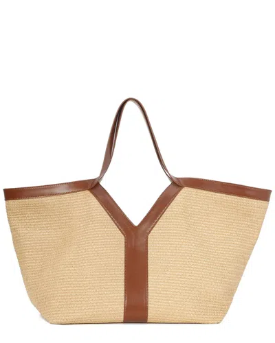 Tiffany & Fred Paris Raffia & Leather Large Tote