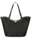 Tiffany & Fred Paris Raffia & Leather Large Tote