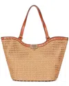 Tiffany & Fred Paris Raffia & Leather Large Tote