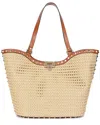 Tiffany & Fred Paris Raffia & Leather Large Tote