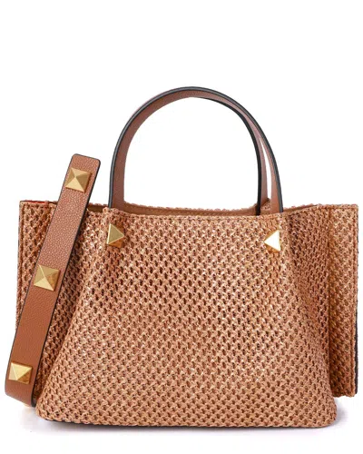 Tiffany & Fred Paris Raffia & Leather Top-handle Bag