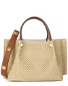 Tiffany & Fred Paris Raffia & Leather Top-handle S