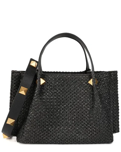 Tiffany & Fred Paris Raffia & Leather Top-handle Shoulder Bag