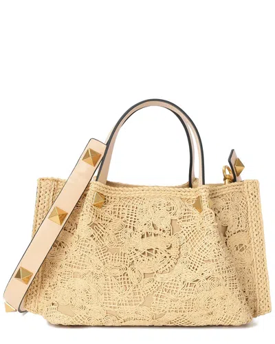 Tiffany & Fred Paris Raffia & Leather Top-handle Shoulder Bag