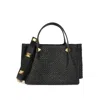 Tiffany & Fred Paris Raffia & Leather Top-handle Shoulder Bag In Black