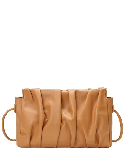 Tiffany & Fred Paris Ruched Leather Crossbody Clutch In Neutral