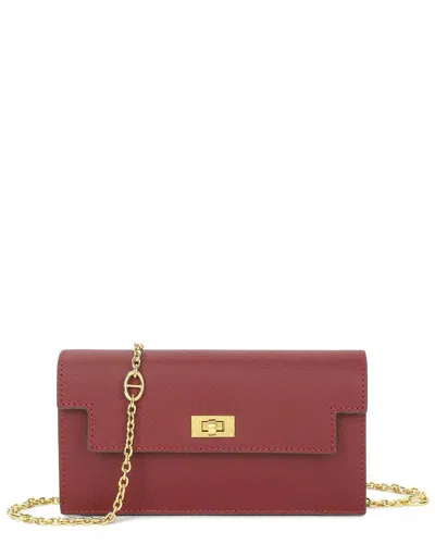 Tiffany & Fred Paris Saffiano Leather Convertible Wallet/clutch In Red