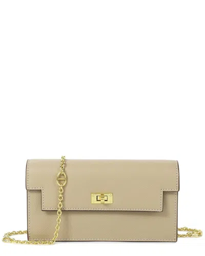 Tiffany & Fred Paris Saffiano Leather Convertible Wallet/clutch In Beige
