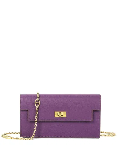 Tiffany & Fred Paris Saffiano Leather Convertible Wallet/clutch In Purple