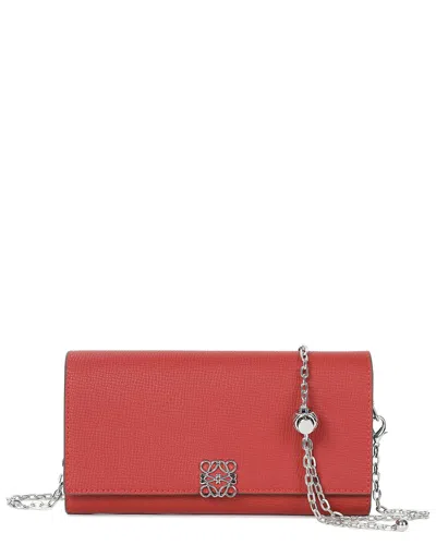 Tiffany & Fred Paris Saffiano Leather Crossbody Wallet/clutch In Red