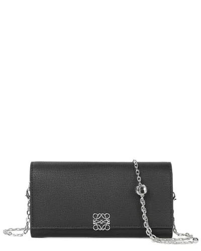 Tiffany & Fred Paris Saffiano Leather Crossbody Wallet/clutch In Black