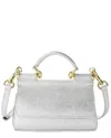 Tiffany & Fred Paris Saffiano Leather Top-handle Crossbody In Silver