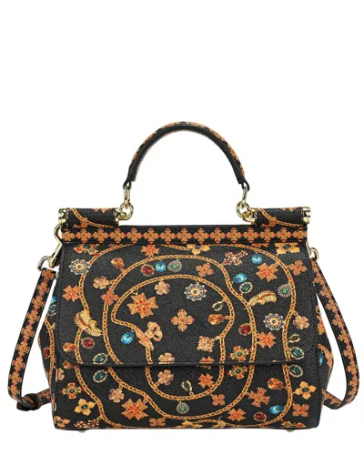 Tiffany & Fred Paris Saffiano Painted Leather Top-handle Satchel In Black