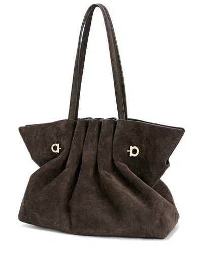 Tiffany & Fred Paris Sculpted Suede Tote In Brown