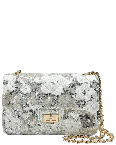 Tiffany & Fred Paris Sequin & Leather Quilted Shoulder Bag In Grey