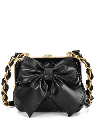 Tiffany & Fred Paris Shiny Quilted Leather Bow Bag In Black