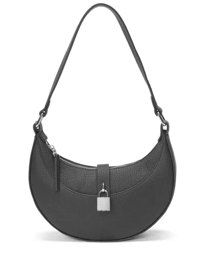 Tiffany & Fred Paris Sleek Crescent Leather Shoulder Bag In Black