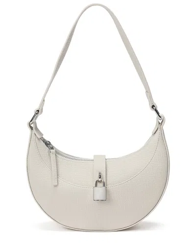 Tiffany & Fred Paris Sleek Crescent Leather Shoulder Bag In White