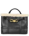 Tiffany & Fred Paris Smooth Leather & Shearling Top-handle Tote