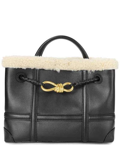 TIFFANY & FRED PARIS TIFFANY & FRED PARIS SMOOTH LEATHER & SHEARLING TOP-HANDLE TOTE