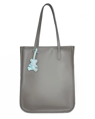 Tiffany & Fred Paris Smooth Leather Double Handle Tote In Gray
