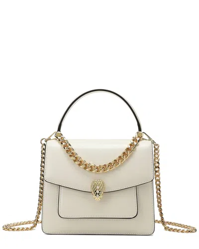 Tiffany & Fred Paris Smooth Leather Foldover Top Handle Shoulder Bag In White