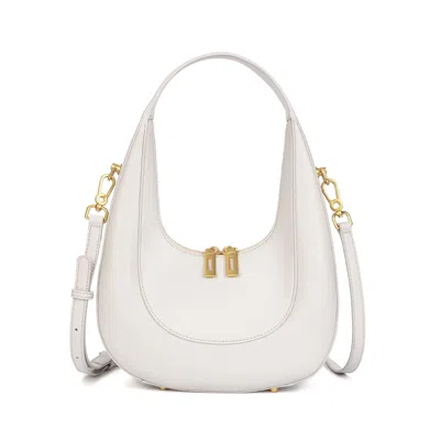 Tiffany & Fred Paris Smooth Leather Hobo/shoulder Bag In White