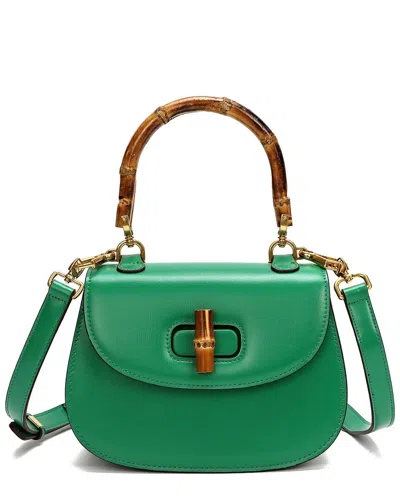Tiffany & Fred Paris Smooth Leather Satchel In Green