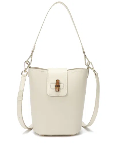 Tiffany & Fred Paris Smooth Leather Shoulder Hobo Bag In White