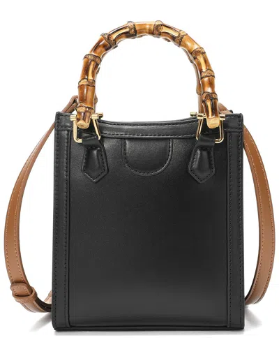 Tiffany & Fred Paris Smooth Leather Top-handle Crossbody In Black