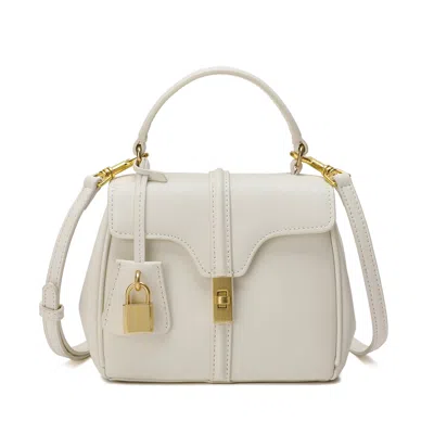 Tiffany & Fred Paris Smooth Leather Top-handle Shoulder Bag In White
