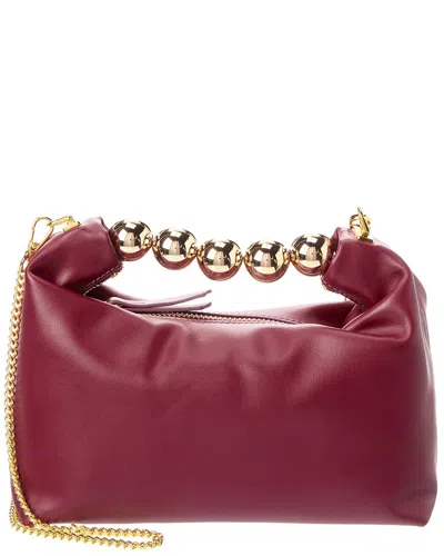 Tiffany & Fred Paris Smooth Metallic Leather Top Handle Crossbody In Burgundy