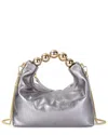 Tiffany & Fred Paris Smooth Metallic Leather Top-handle Crossbody In Grey