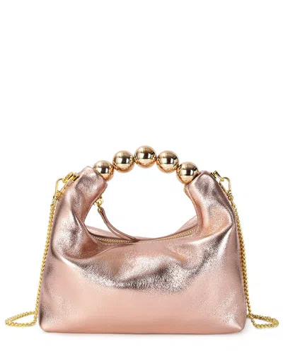 Tiffany & Fred Paris Smooth Metallic Leather Top-handle Crossbody In Pink