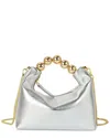 Tiffany & Fred Paris Smooth Metallic Leather Top-handle Crossbody In Silver