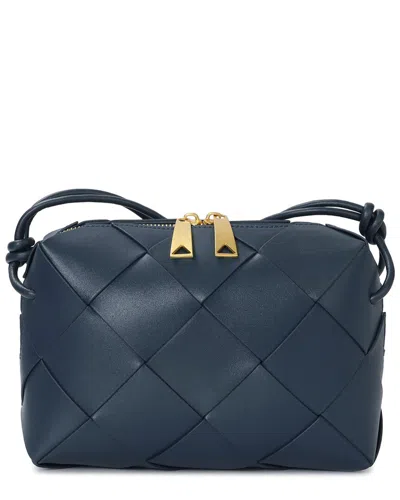 Tiffany & Fred Paris Smooth Woven Leather Crossbody In Blue