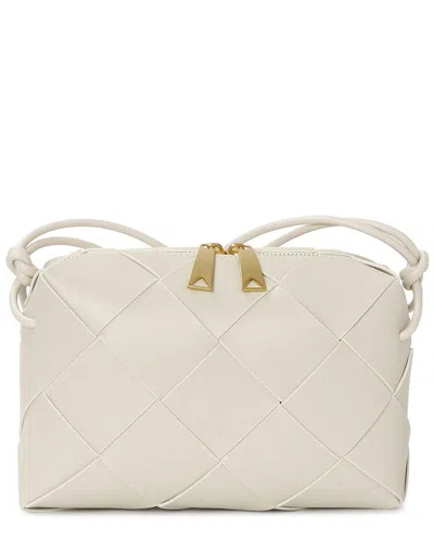Tiffany & Fred Paris Smooth Woven Leather Crossbody In Sand
