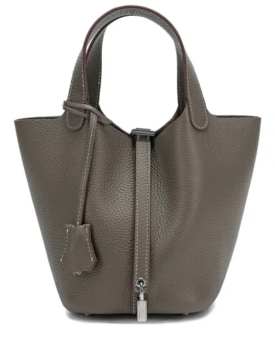 Tiffany & Fred Paris Soft Leather Top Handle Bag In Gray