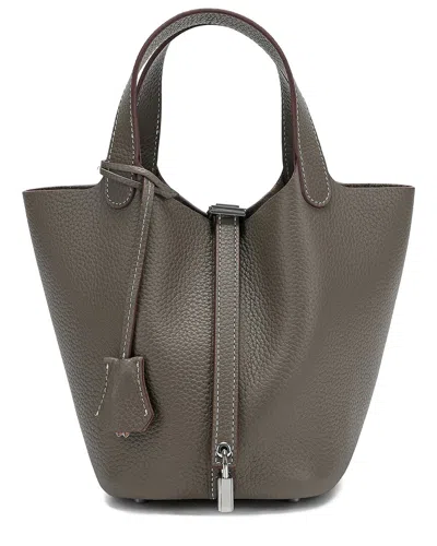 Tiffany & Fred Paris Soft Leather Top Handle Bag In Grey