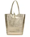 Tiffany & Fred Paris Soft Metallic Leather Tote In Gold